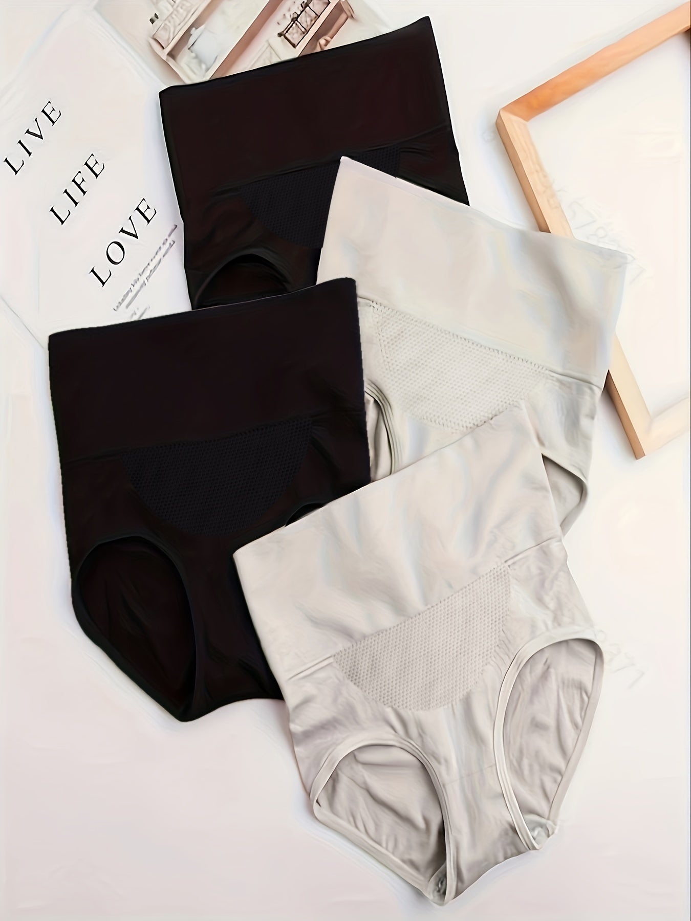 4pcs High Waist Tummy Control Panties Butt Lifting Briefs