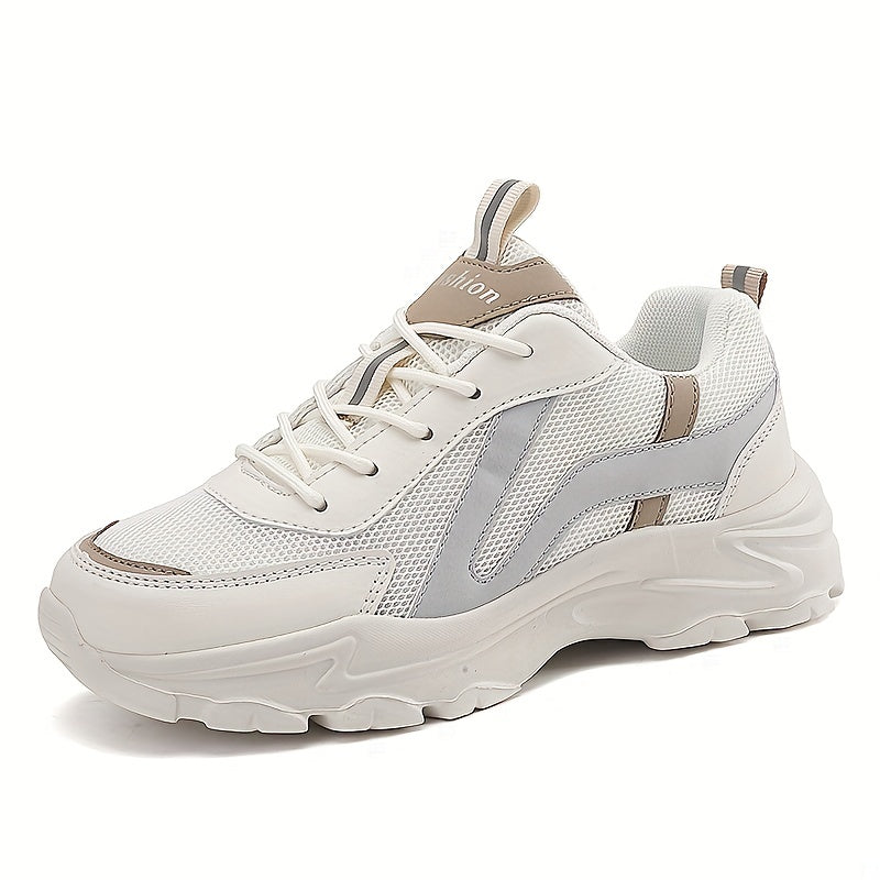 Women's Chunky Lace-Up Mesh Sneakers Thick Sole Platform Dad Shoes