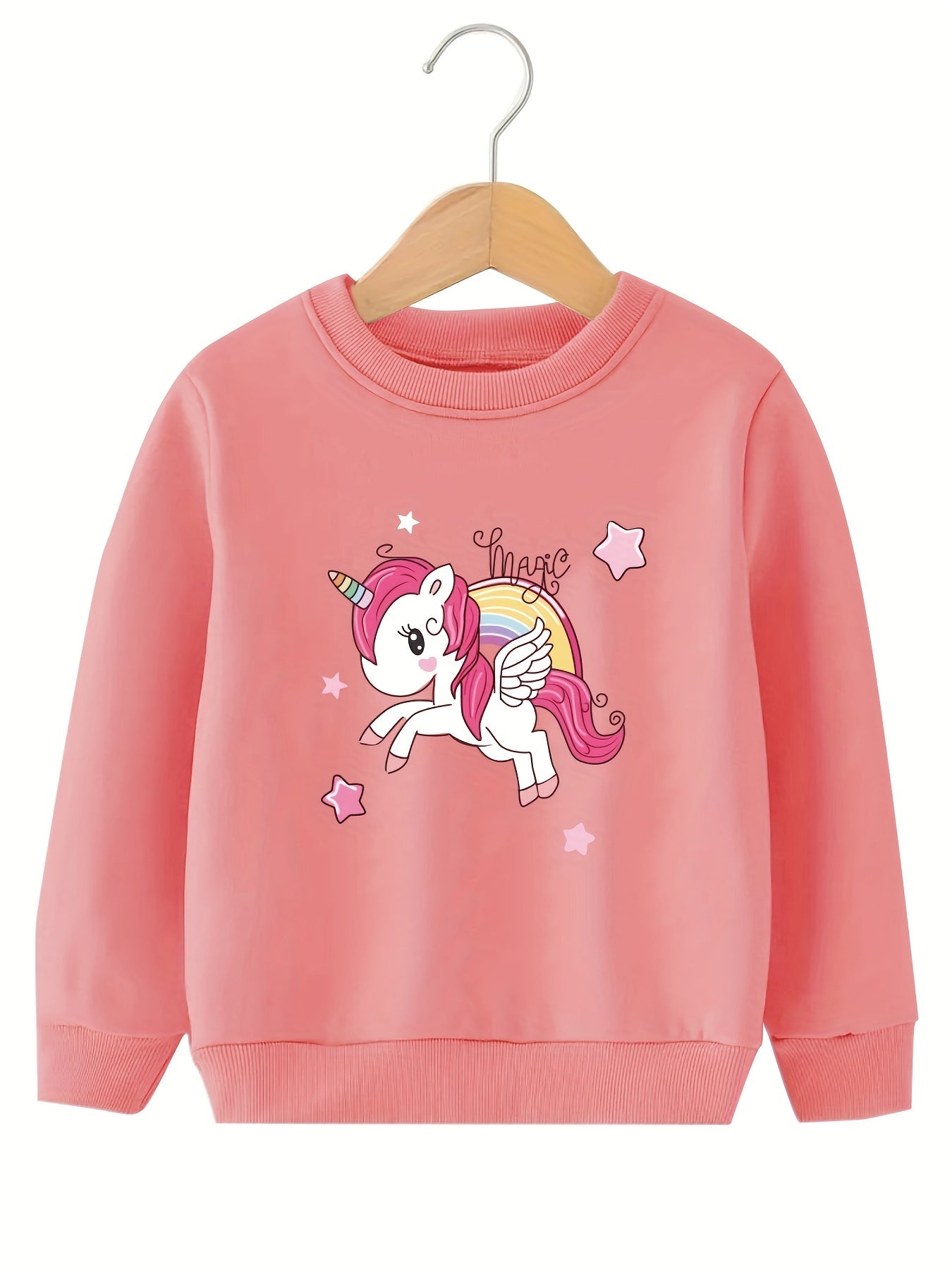 Cartoon Star Unicorn Graphic Sweatshirt Top For Little Girls