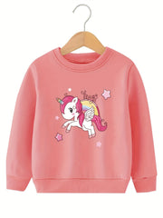 Cartoon Star Unicorn Graphic Sweatshirt Top For Little Girls