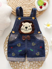 Lion Printed Overalls Soft Cotton Blend Suspender Pants