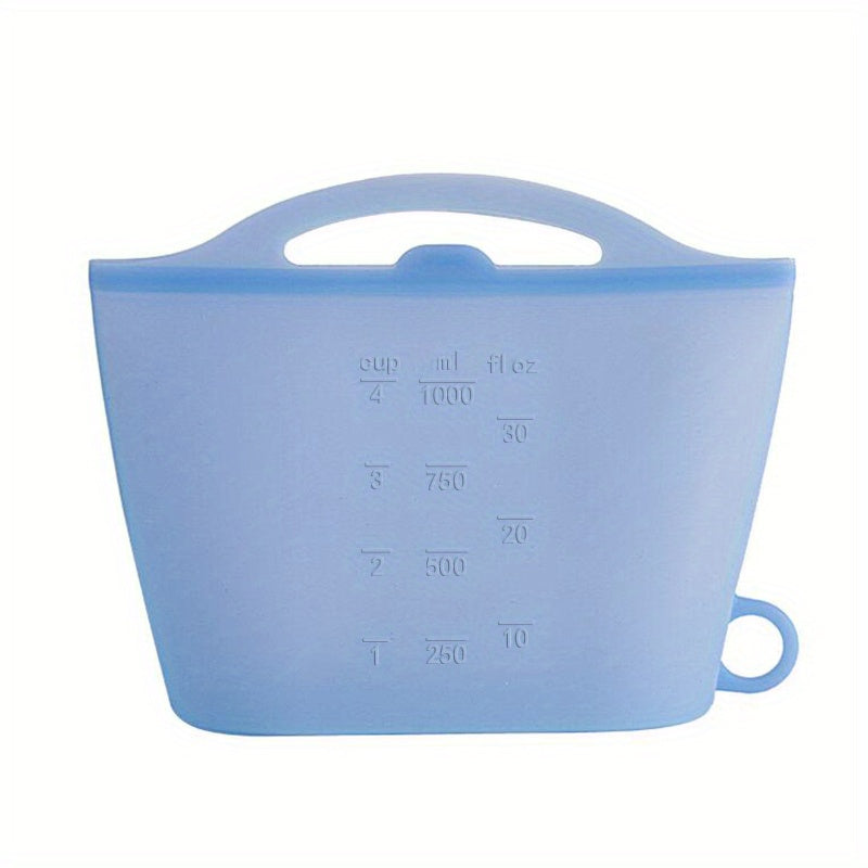 Silicone Reusable Storage Bag With Handle, Leak Proof Freezer Bag