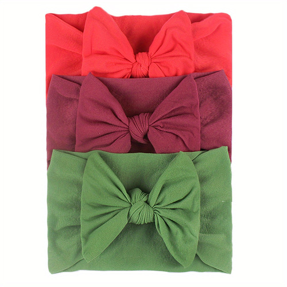 3pc Nylon Bow Soft Baby Headband Set 0-3 Years