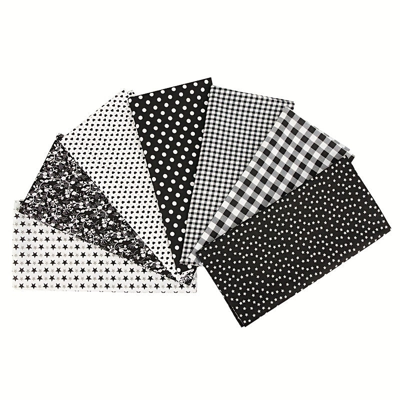 7pcs Patchwork Cloth Set Cotton Floral Plaid Polka Dot Fabric Diy Cotton Cloth