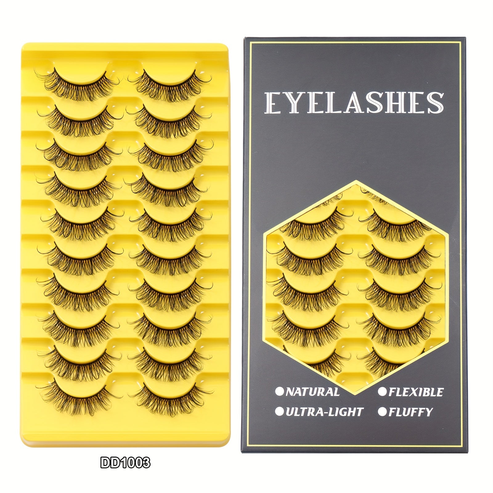 10 Pairs Natural Synthetic Fiber False Eyelashes