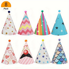 8pcs Adult Birthday Party Hats, Party Supplies & Decorations