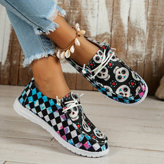 Halloween Skeleton Ghost & Plaid Low Top Sneakers