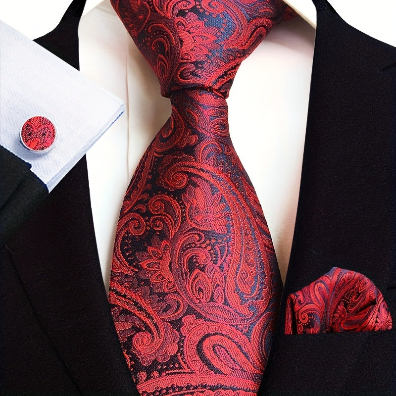 3pcs Paisley Jacquard Necktie Set For Men