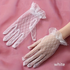 Christmas Bridal Lace Gloves for Wedding Performances