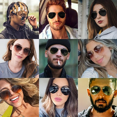 Aviator Sunglasses Men Metal Frame Retro Classic Military Pilot