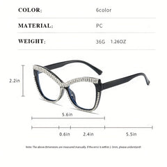 Clear Lens Rhinestone Square Frame Eyeglasses