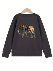Floral Elephant Girls' Sweatshirt Pullover for Fall Winter