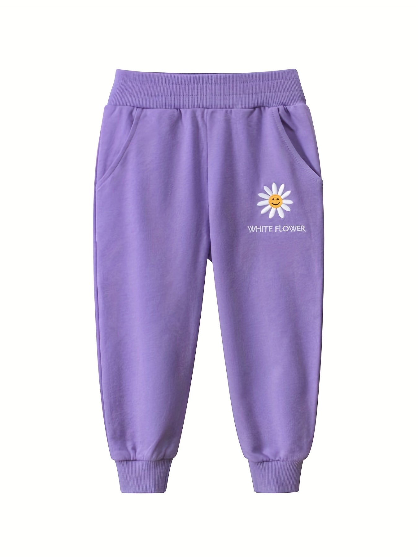 Girls' Flower Graphic Sweatpants Jogger Pants with Pockets