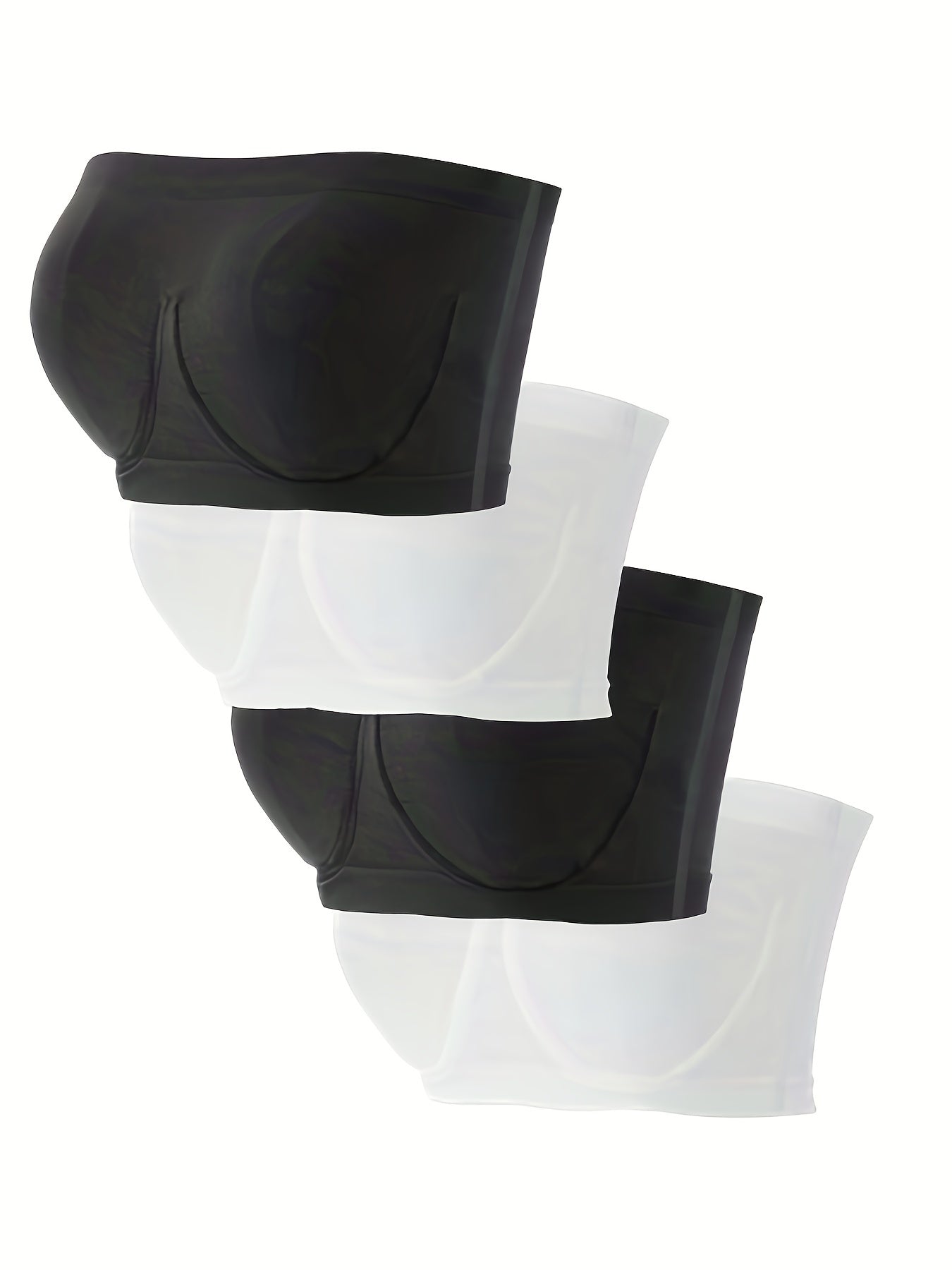 4 Pack Plus Size Seamless Strapless Bandeau Bra Set