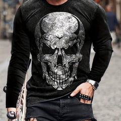 Skull 3D Print Men's Long Sleeve T-shirt Autumn Tees