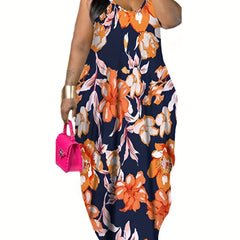Women's Floral Print V-Neck Maxi Dress