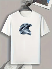 Geometric Eagle Head Print Men's T shirt Active Stretch Tee For Outdoor Summer
