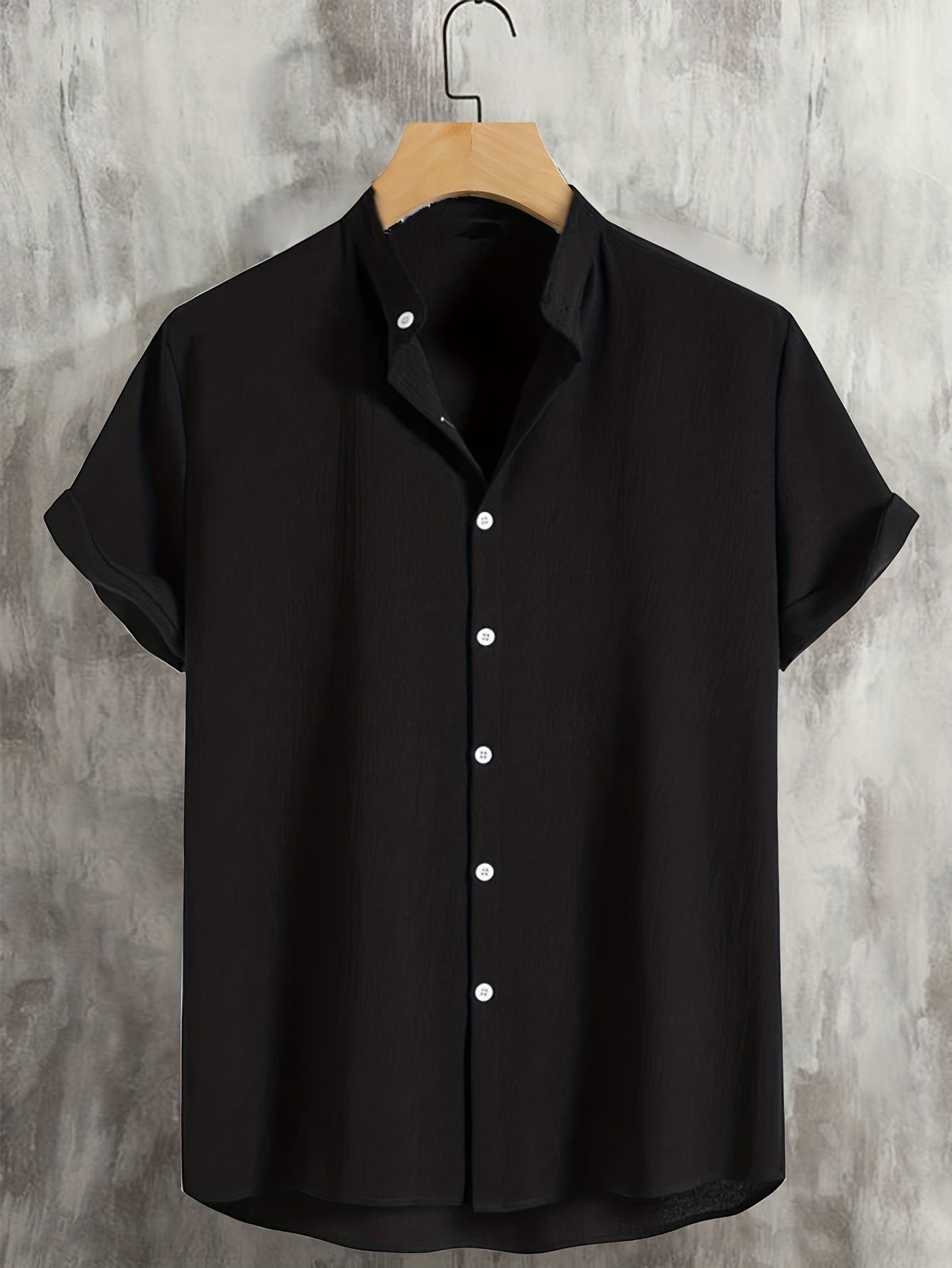 Men's Casual Short Sleeve Stand Collar Shirt