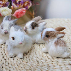 Handcrafted Simulated Rabbit Mini Set of Four Decorations for Lawn and Home Use