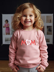 Girls Mom Pattern Crew Neck Sweatshirt Spring Fall Christmas Gift