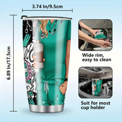 20oz Stainless Steel Nurse Pattern Tumbler Cup