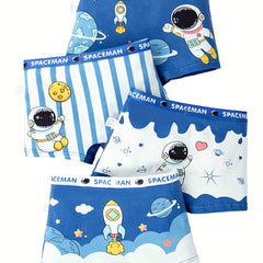 4pcs Boy's Astronaut Graphic Boxer Briefs Underwear Clothes