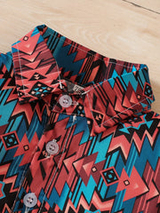 Boys Geo Print Button Down Shirt
