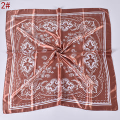 Women's Silk Head Scarf Floral Print Square Turban Lightweight Scarf