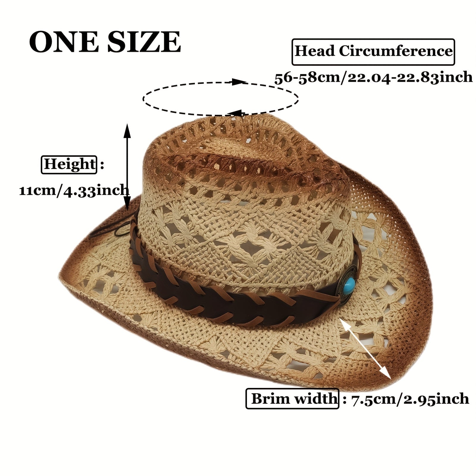 Straw Beach Sun Hat Lightweight Western Cowboy Hat For Men Women