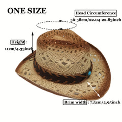 Straw Beach Sun Hat Lightweight Western Cowboy Hat For Men Women