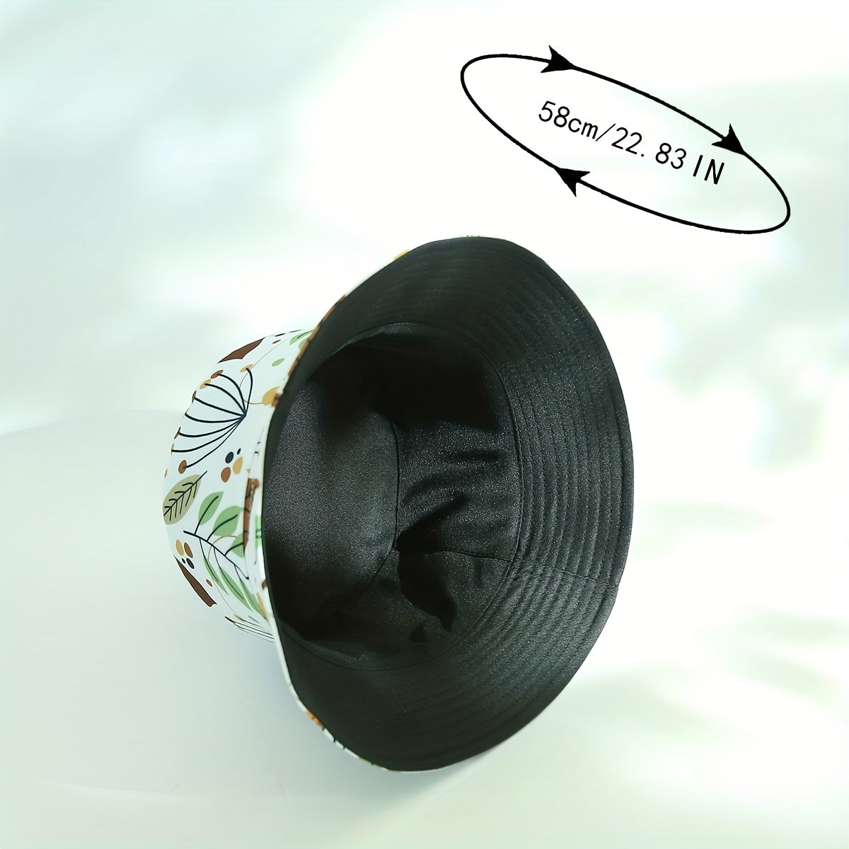 Plant Print Bucket Hat Lightweight Fisherman Cap for Women
