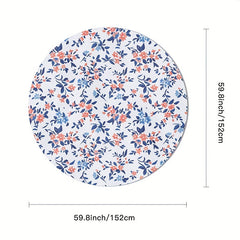 Boho Floral Round Tablecloth Stain Resistant Waterproof Wrinkle Resistant