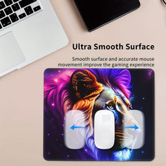 Lion Head Pattern Square Mouse Pad 20x24cm Rubber Border Slide Mouse Pad