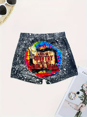 Letter Print Skinny Shorts for Women