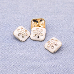 4pcs Snowflake Pattern Pearl Men's Decorative Buckle DIY Shirt Tie Coat