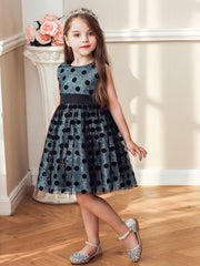 Baby Girls Polka Dot Mesh Gown Dress For Party