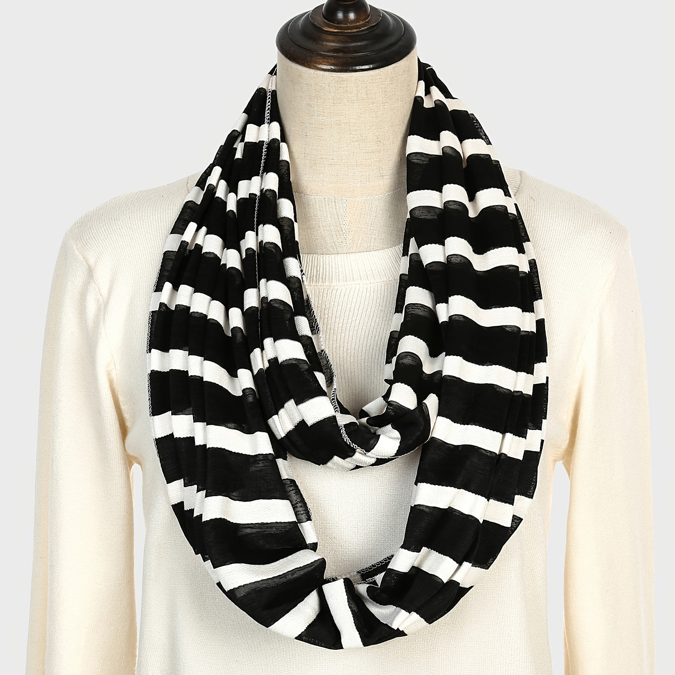 Candy Stripe Neck Scarf Block Stylish Women Warm Warp Style Neckerchief