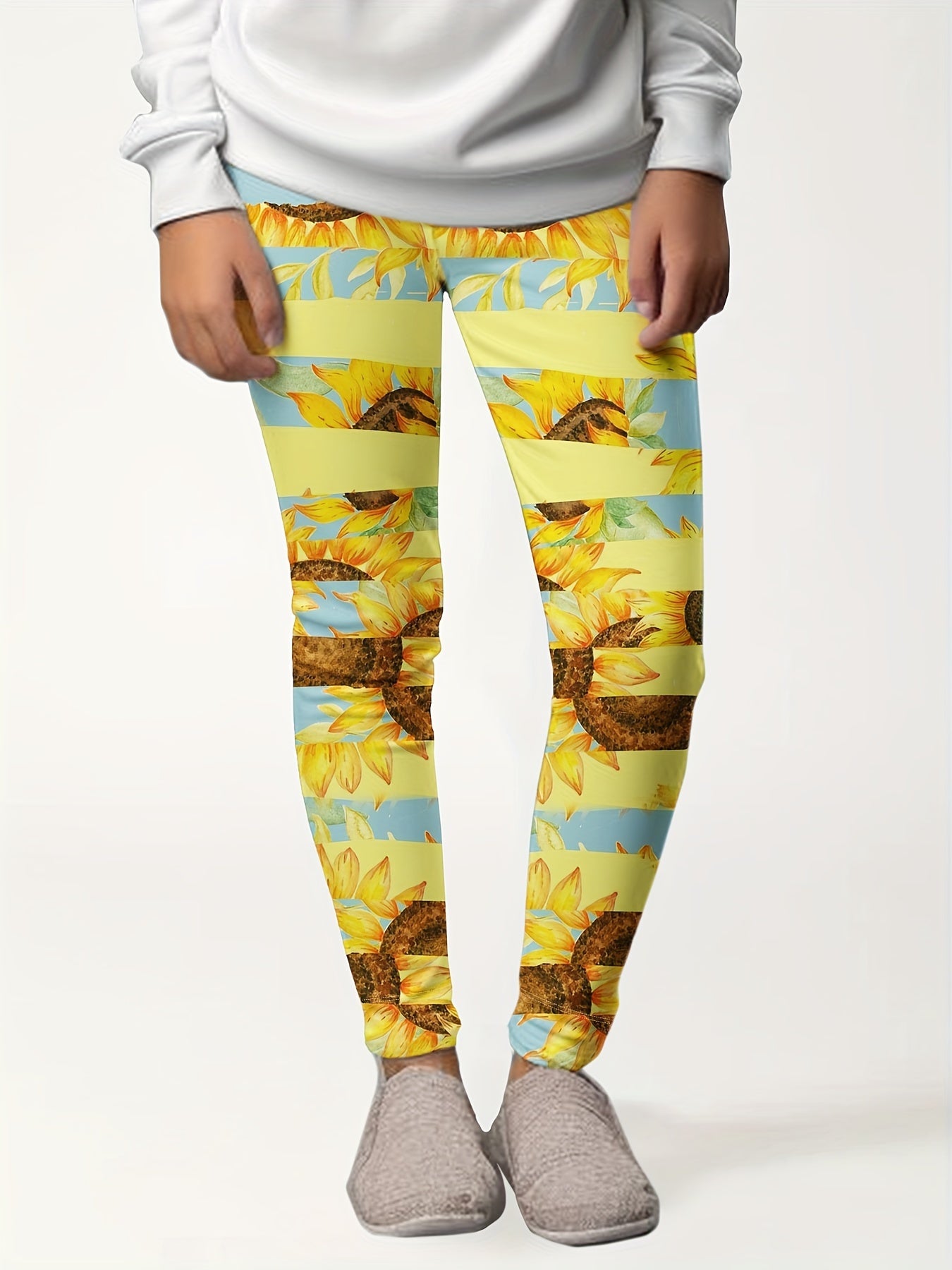 Sunflower Graphic Leggings Girls Thick Leggings Fall Winter Gift