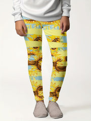 Sunflower Graphic Leggings Girls Thick Leggings Fall Winter Gift
