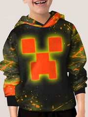 Cartoon Face 3D Print Kid's Hoodie Unisex Pullover