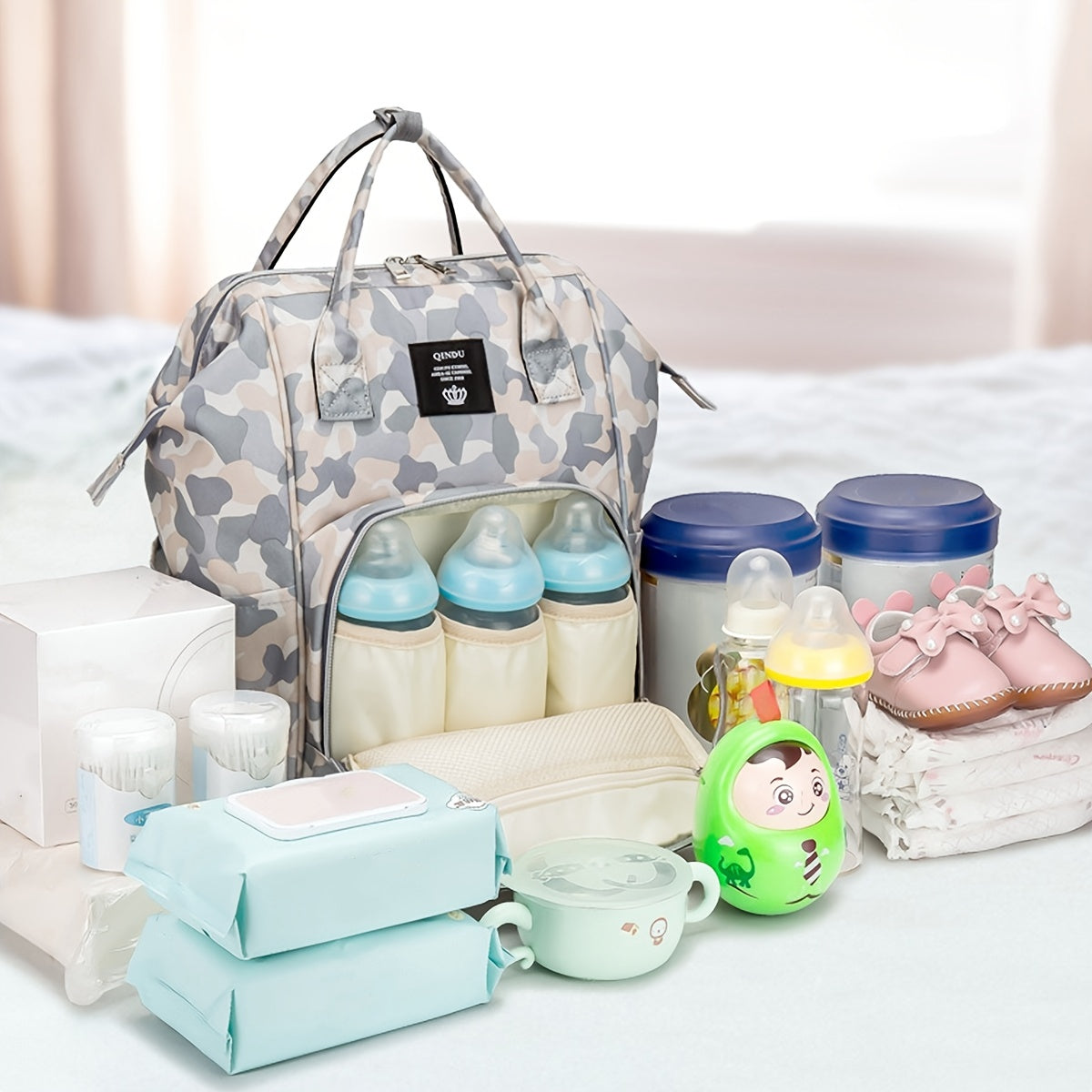 Waterproof Camouflage Diaper Bag Backpack Large Capacity for Moms