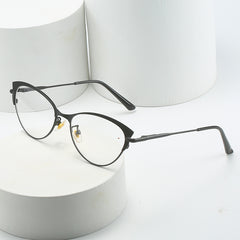 Light Blocking Glasses Cat Eye Clear Lens Anti Eyestrain Computer Metal Glasses