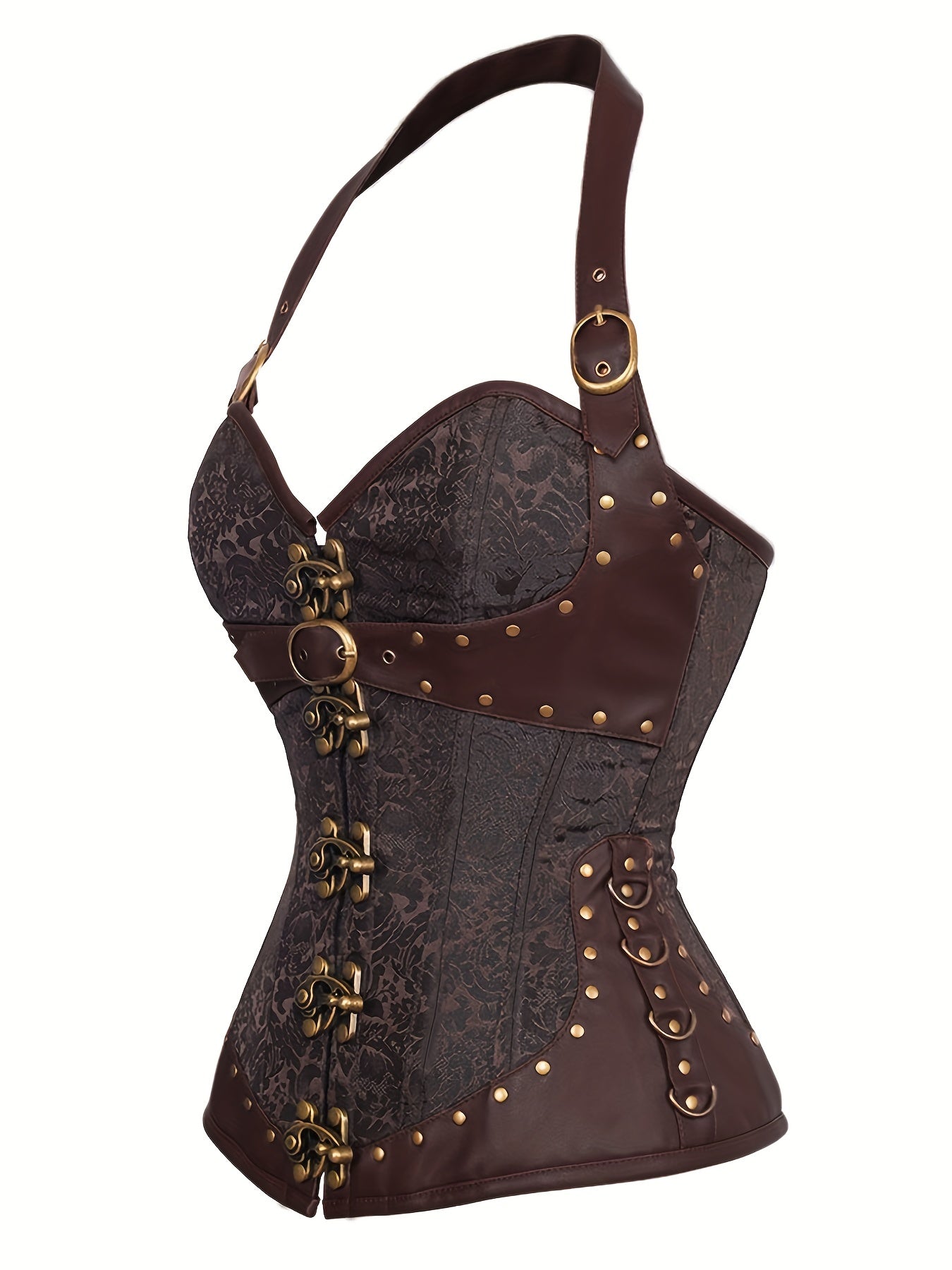 Jacquard Halter Strapless Corset Tummy Control Lace Up Push Up Body Shaper