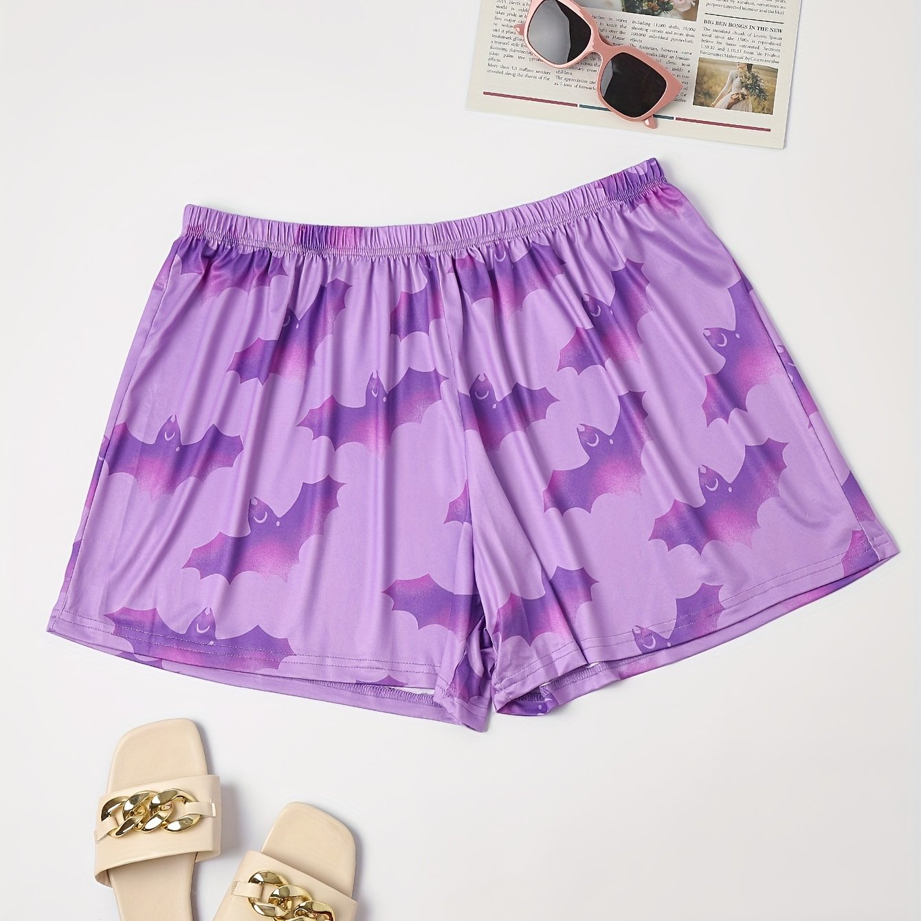 Ombre Bat Print Lounge Shorts