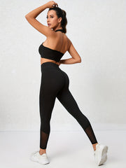Women's Activewear Set: Halter Sports Bra & High Waist Yoga Shorts