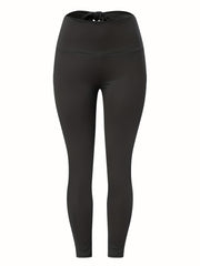 High Waist Ruched Knotted Yoga Sports Leggings Solid Butt Lifting
