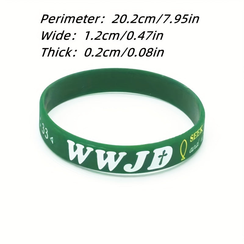 Christian WWJD Bible Verse Rubber Bracelet Silicone Wristband
