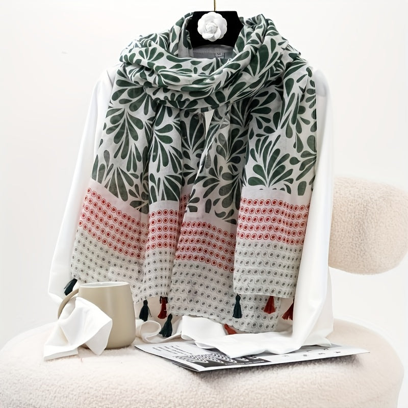 Boho Contrast Scarf Lightweight Soft Tassel Shawl