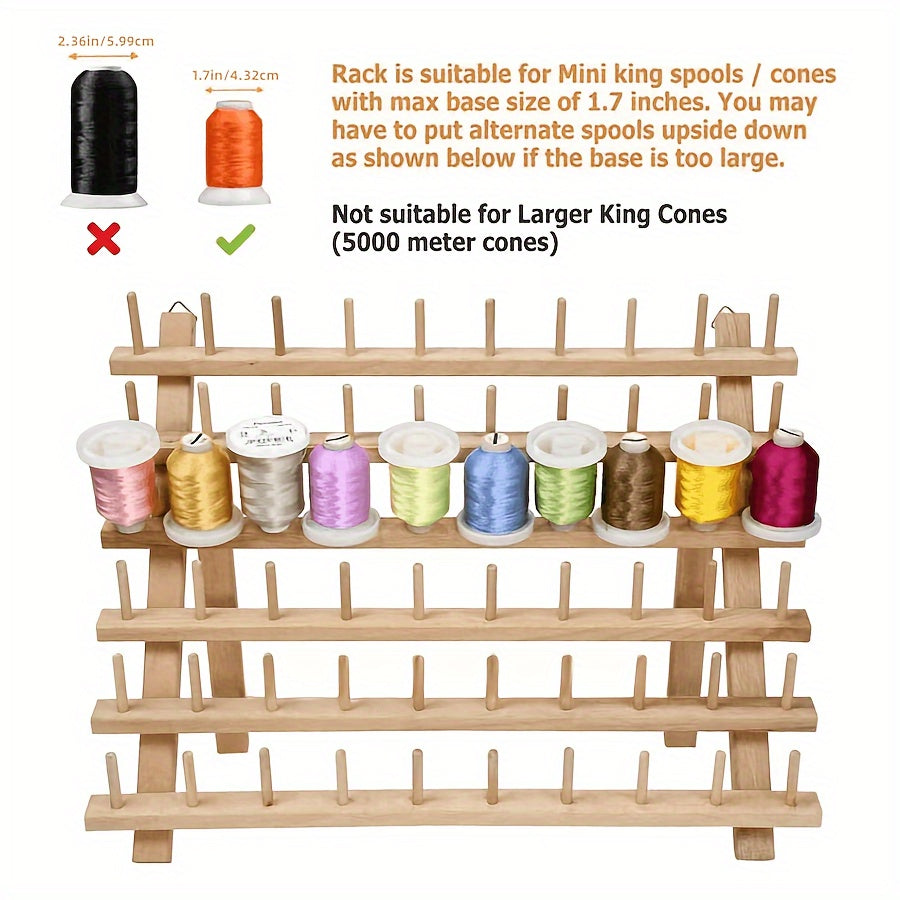 60 Spool Wooden Thread Holder Sewing Embroidery Rack Organizer