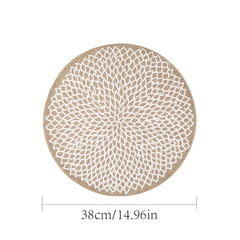 6pcs Jute Printed Placemat Heat Insulation Mat for Dining Decor